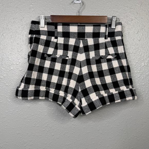 Veronica Beard Black, White Preppy Carito Gingham Rolled-Cuff Shorts / Size-4 - Picture 3 of 7